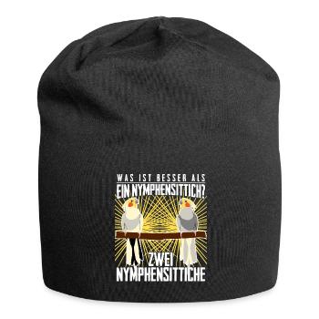 Nymphensittich Zwei Nymphensittiche - Jersey-Beanie - Schwarz - Vorne