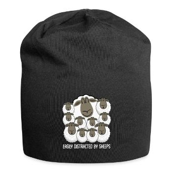 Sheep Easily distracted by Sheeps Sheep - Jersey Beanie - black - Front