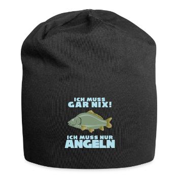 Angeln Fischer Fischen Angel Angler - Jersey-Beanie - Schwarz - Vorne