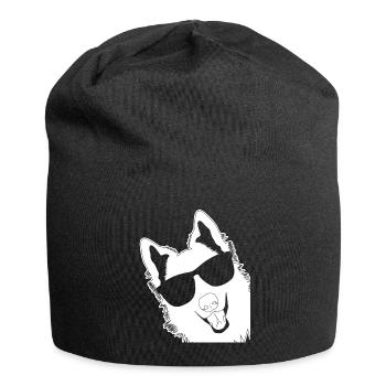 Chien de berger blanc avec lunettes de soleil - Bonnet en jersey - noir - Devant