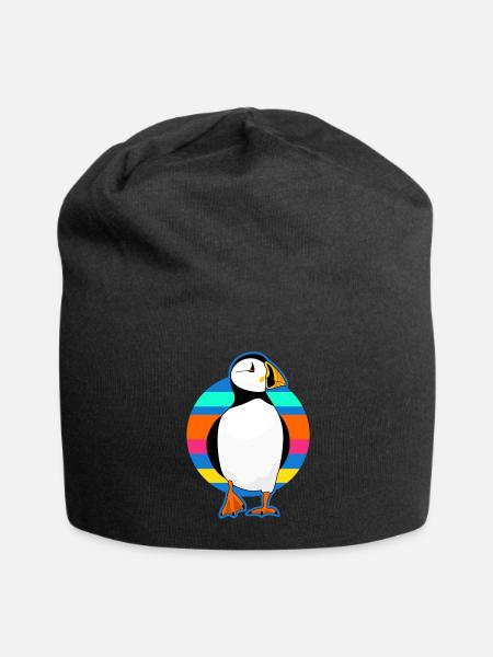 Puffin retro Papageientaucher - Jersey Beanie - black