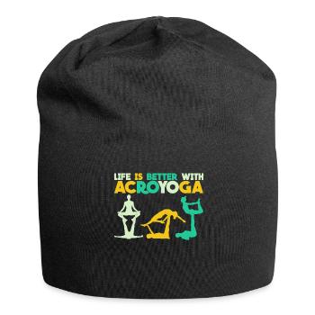 Savasana Acroyoga Retro Acro Yoga - Jersey-Beanie - Schwarz - Vorne