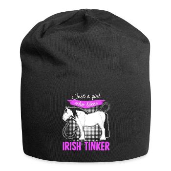 Irish Tinker Horse Rider Horses - Jersey Beanie - black - Front