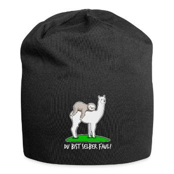 Faultier faul mit Alpaka Faultiere - Jersey-Beanie - Schwarz - Vorne