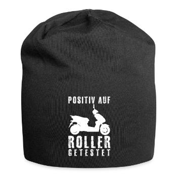 Mofa Mopet Motorroller Mofafahrer Moped - Jersey-Beanie - Schwarz - Vorne