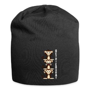 Betriebsrat 3 Affen Betriebsrätin - Jersey-Beanie - Schwarz - Vorne