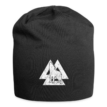 Wolf Odins Wotansknoten Wikinger Wölfe - Jersey-Beanie - Schwarz - Vorne