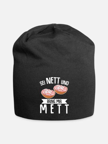 Mettigel Mettbrötchen Bring mir Mett - Jersey-Beanie - Schwarz