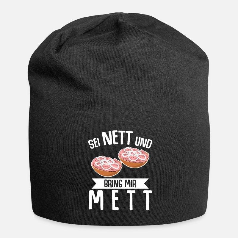 Mettigel Mettbrötchen Bring mir Mett - Jersey-Beanie - Schwarz