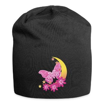 Moth Rose Moon Occult Moth Goth - Jersey Beanie - black - Front