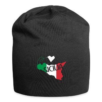 Sizilien Italien Flagge Herz Sicilia - Jersey-Beanie - Schwarz - Vorne