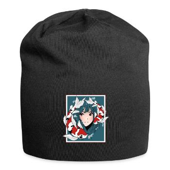 Anime Girl Otaku Koi - Jersey Beanie - black - Front