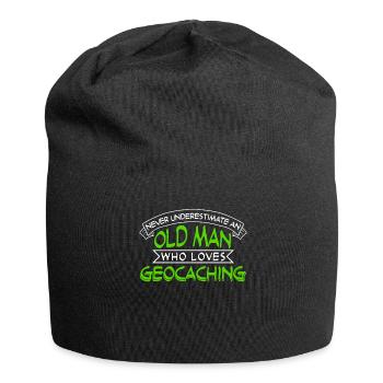 Géocacheur vieil homme avec géocache - Bonnet en jersey - noir - Devant