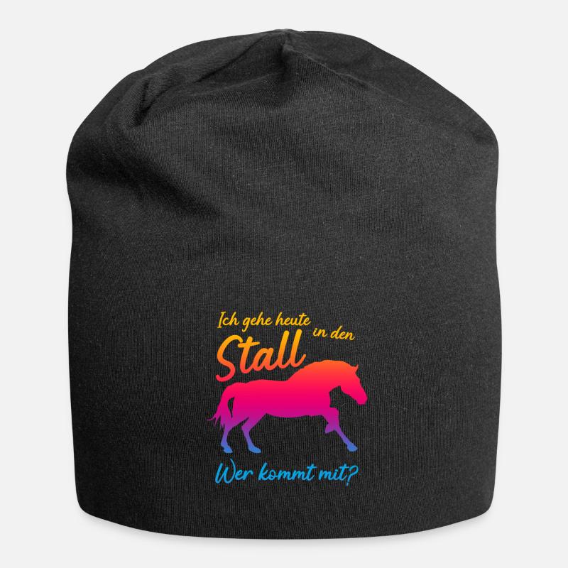 Haflinger Stall Pferd - Jersey-Beanie - Schwarz