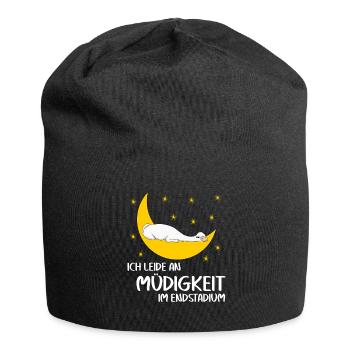 Alpakas Schlafshirt Mond Alpaka - Jersey-Beanie - Schwarz - Vorne