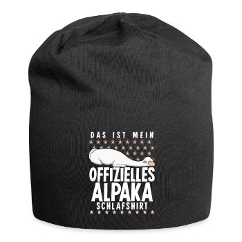 Offizielles Alpaka Schlafshirt Alpakas - Jersey-Beanie - Schwarz - Vorne
