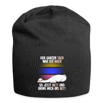 Alpakas Schlafshirt Schlafen Alpaka - Jersey-Beanie - Schwarz - Vorne