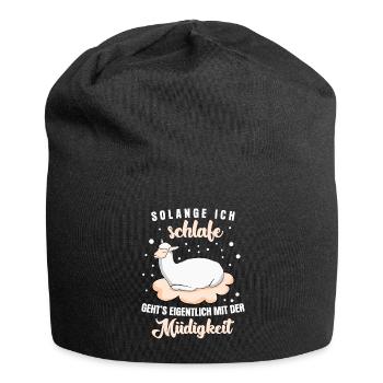 Alpakas Schlafshirt Alpaka - Jersey-Beanie - Schwarz - Vorne