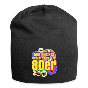 80er Jahre Retro 80s - Jersey-Beanie - Schwarz - Vorne