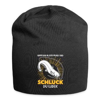 Waller Angler Fisch Angeln Angelsport - Jersey-Beanie - Schwarz - Vorne