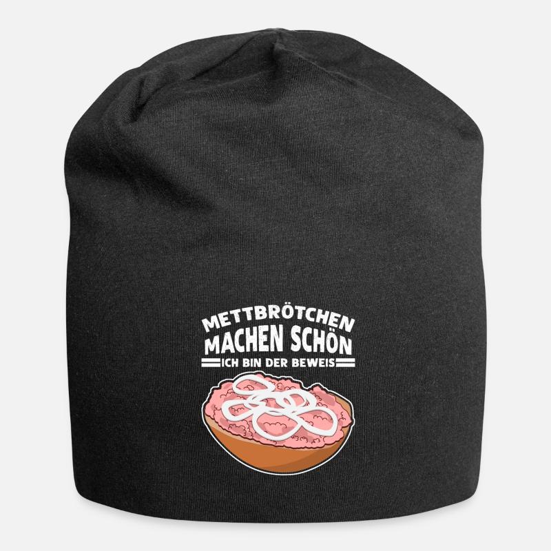 Mettigel Hackfleisch Mett Mettbrötchen - Jersey-Beanie - Schwarz