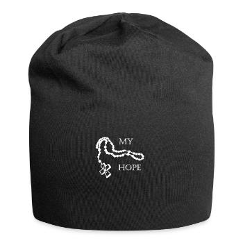 Mon espoir, mon chapelet, mon symbole, ma croix, mon Dieu, ma pax - Bonnet en jersey - noir - Devant