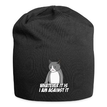 Katze Dagegen Protest Ablehnung Nö - Jersey-Beanie - Schwarz - Vorne