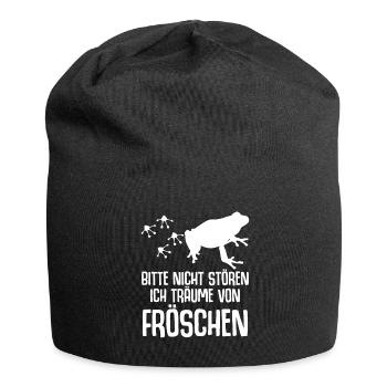 Frosch Schlafen Träumen Frösche - Jersey-Beanie - Schwarz - Vorne