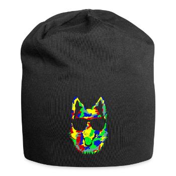 Chien de berger blanc avec lunettes de soleil - Bonnet en jersey - noir - Devant