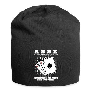Poker Pokerspieler Pokerkarten - Jersey-Beanie - Schwarz - Vorne