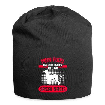 Pudel Hund - Jersey-Beanie - Schwarz - Vorne