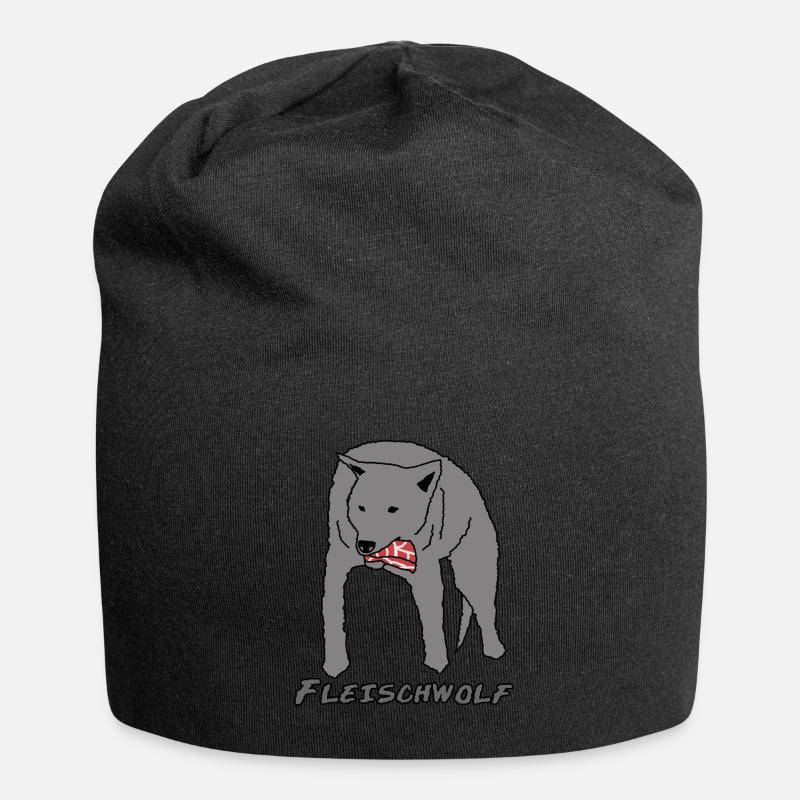 Wolf Grilling BBQ Steak Meat - Jersey Beanie - black