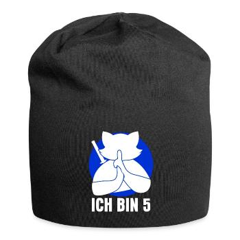 Ninja Katze Fünf Jahre zum 5. Geburtstag - Jersey-Beanie - Schwarz - Vorne