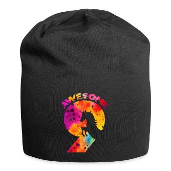 AWESOME 9. GEBURTSTAG EINHORN 9 JAHRE - Jersey-Beanie - Schwarz - Vorne