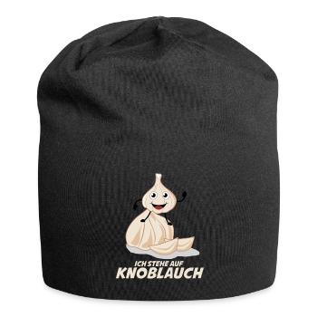 Knoblauch Spruch lustig Knoblauchzehen - Jersey-Beanie - Schwarz - Vorne
