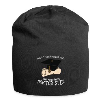 Doktor Doktortitel Doktorarbeit - Jersey-Beanie - Schwarz - Vorne
