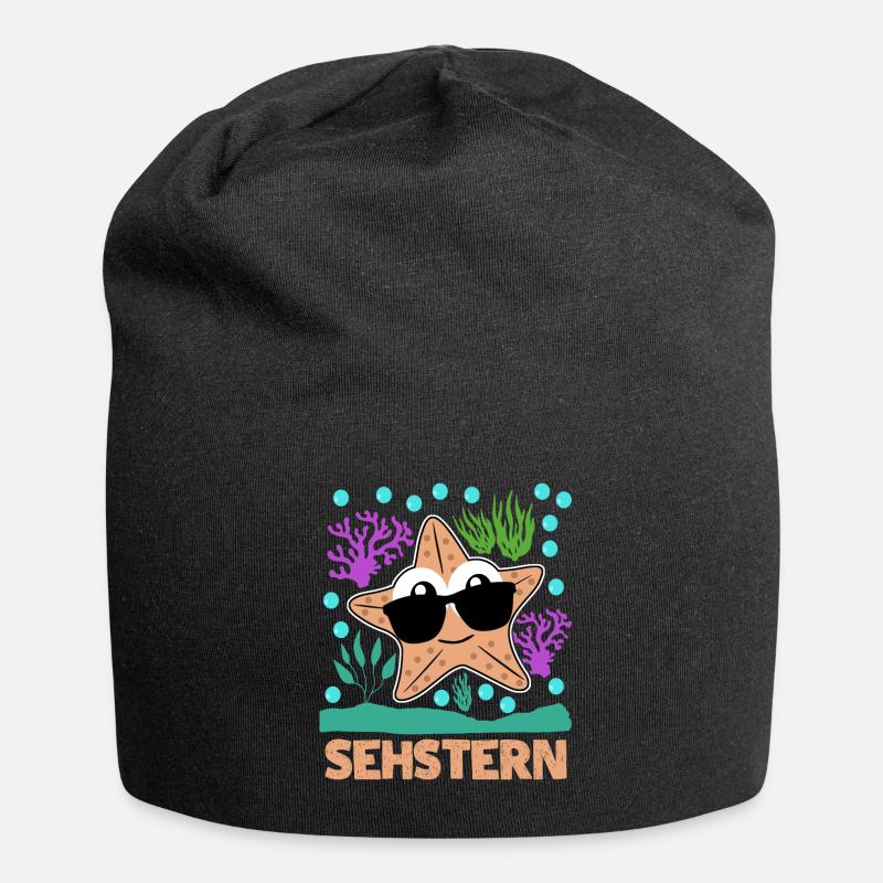 Seestern Sehstern Witz Sonnenbrille - Jersey-Beanie - Schwarz