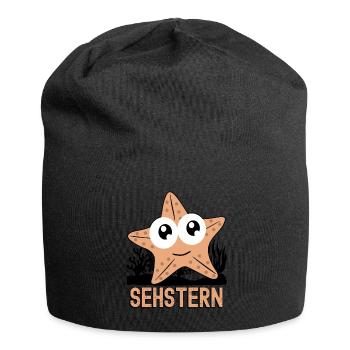Seestern Sehstern Seesterne - Jersey-Beanie - Schwarz - Vorne