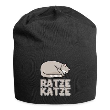Hauskatze Müde Schlafende Ratze Katze - Jersey-Beanie - Schwarz - Vorne