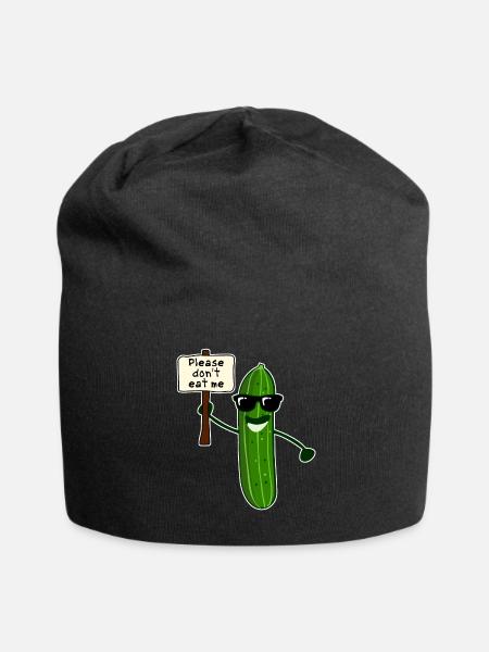 Gurke mit Sonnenbrille Gurken - Jersey-Beanie - Schwarz