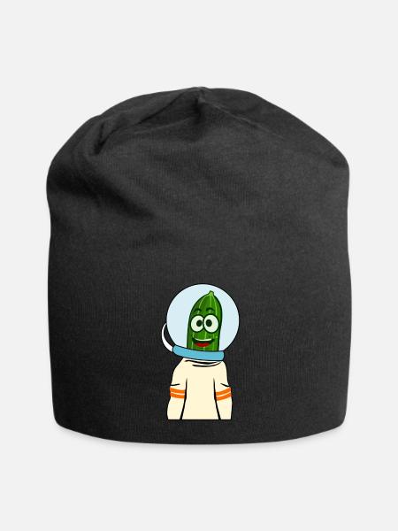 Gurke im Weltraum Astronauten Gurken - Jersey-Beanie - Schwarz