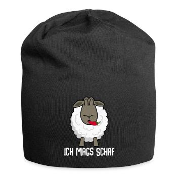 Schaf mit Chili Schafe Schäfchen - Jersey-Beanie - Schwarz - Vorne