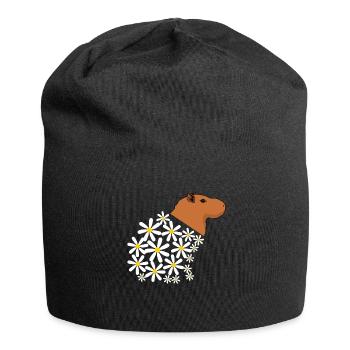 Gänseblümchen Capybara aus Blüten - Jersey-Beanie - Schwarz - Vorne