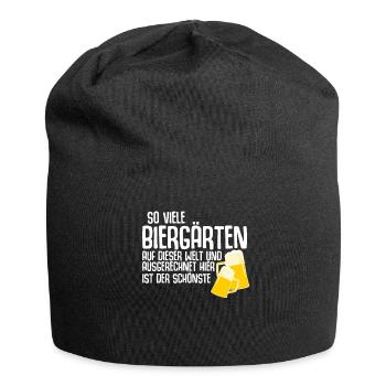 Der schönste Biergarten - Jersey-Beanie - Schwarz - Vorne