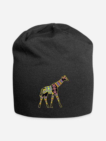 Giraffe Muster Giraffen - Jersey-Beanie - Schwarz
