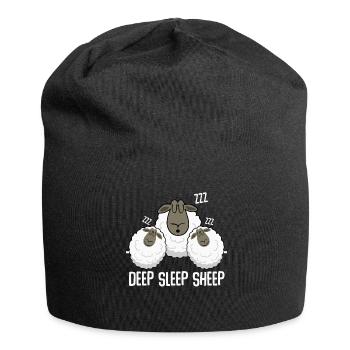 Schlafen Müde Schafe Schaf Schlafshirt - Jersey-Beanie - Schwarz - Vorne
