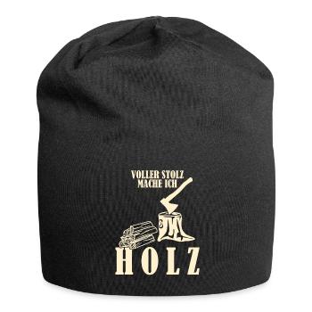 Brennholz Kamin Feuer Holz Feuerholz - Jersey-Beanie - Schwarz - Vorne