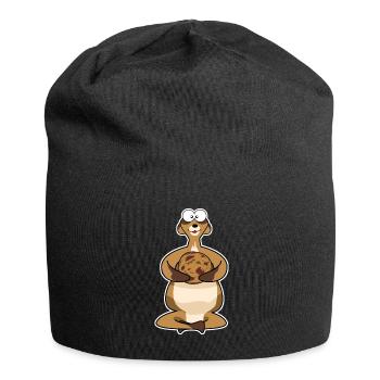 fat meerkat with biscuit - Jersey Beanie - black - Front