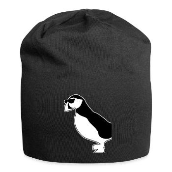 Puffin with sunglasses puffins - Jersey Beanie - black - Front