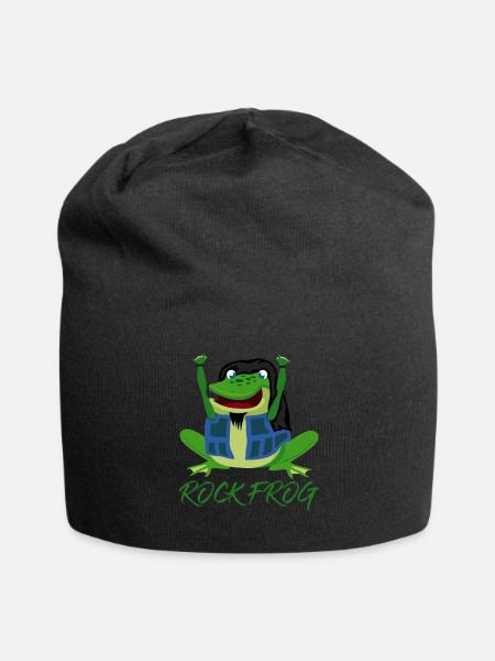 Frosch Rockmusik Frösche - Jersey-Beanie - Schwarz